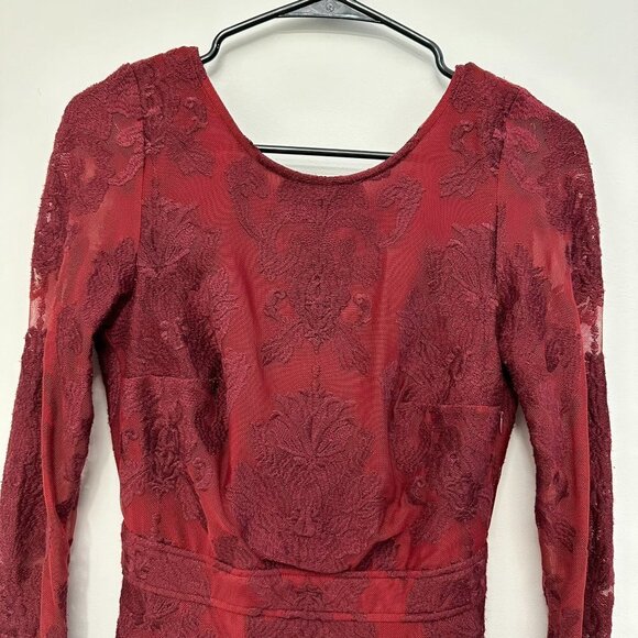 For Love & Lemons A Night to Remember Long Sleeve Lace Cocktail Mini Dress Red S - Picture 6 of 16